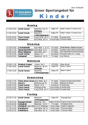 Trainingsplan Kinder
