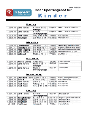 Trainingsplan Kinder